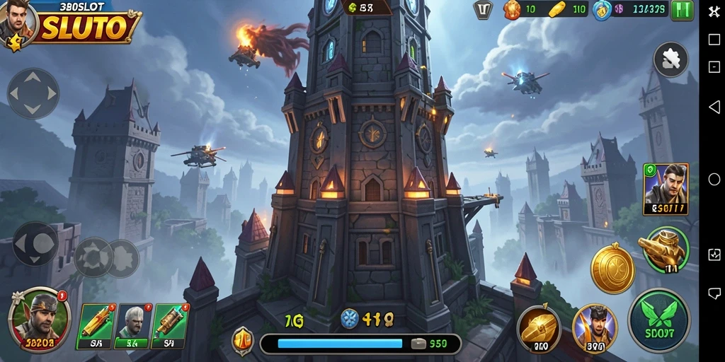 Tampilan sedang berlangsung dari gameplay menarik Tower Defense 380SLOT.