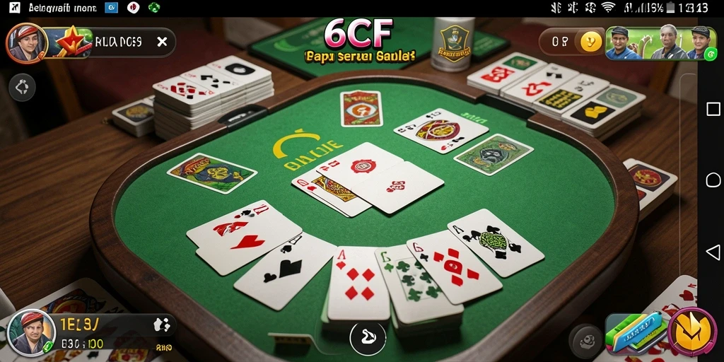 Gameplay seru Gaple dalam aplikasi 6CF dengan real-time multiplayer.