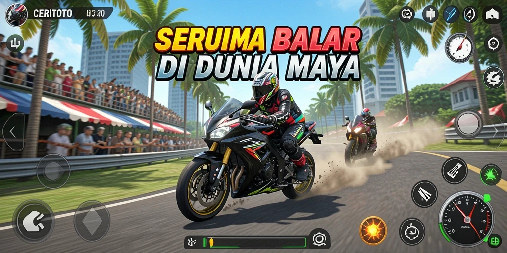 Tampilan menarik dari gameplay balap motor di CERITOTO.