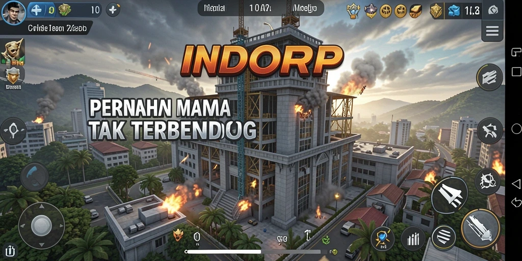 Tampilan gameplay <strong>INDORP</strong> yang intens dan menegangkan dalam pertahanan menara.