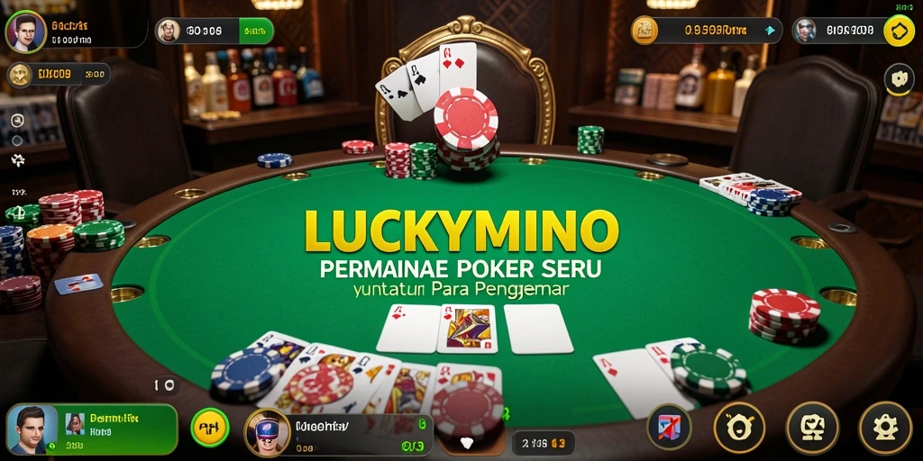 Screenshot gameplay seru di LUCKYMINO dengan tampilan kartu Poker.