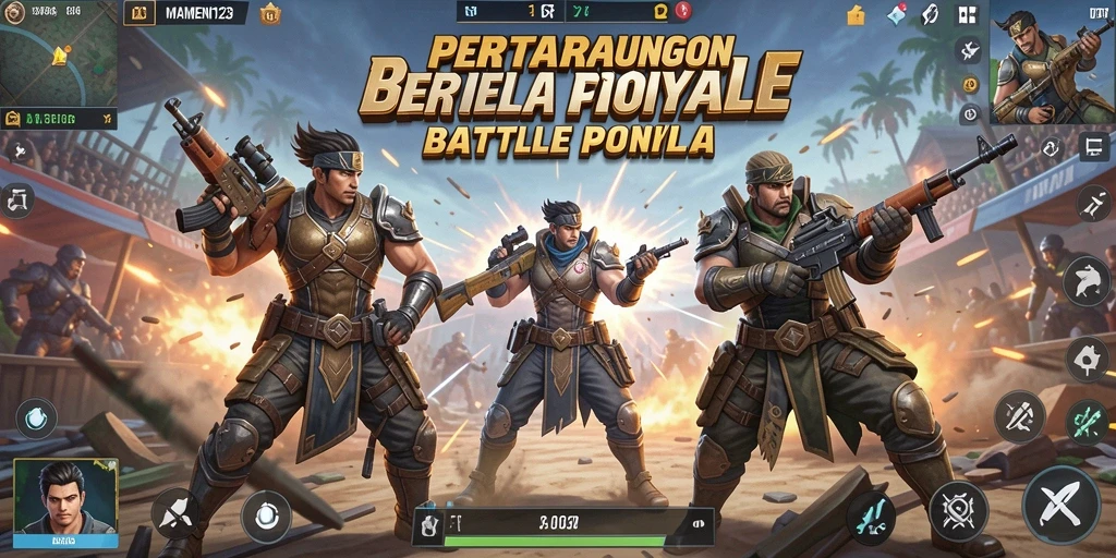 Screenshot MAMEN123 menampilkan aksi mendebarkan dalam game Battle Royale.