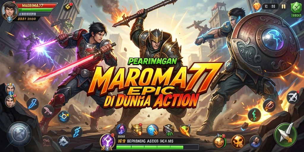 Menampilkan gameplay menegangkan di arena pertarungan MARIMA77.