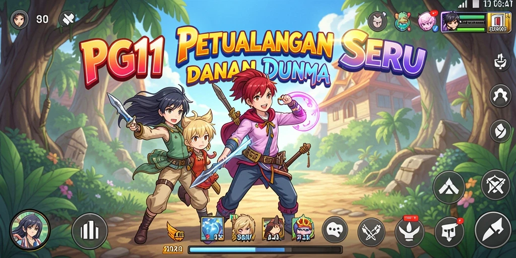 Screenshot gameplay PG11 yang menampilkan aksi karakter anime.
