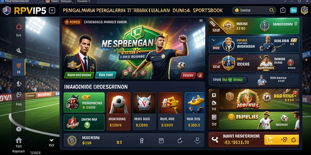 Tampilan utama RPVIP5 dengan berbagai pilihan taruhan olahraga.