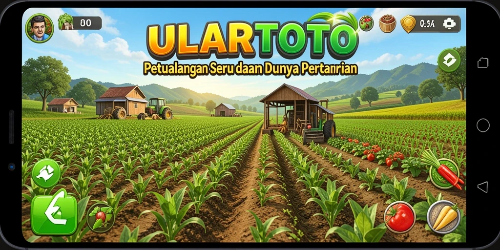Tampilan gameplay menakjubkan dalam ULARTOTO yang menampilkan pertanian yang aktif.